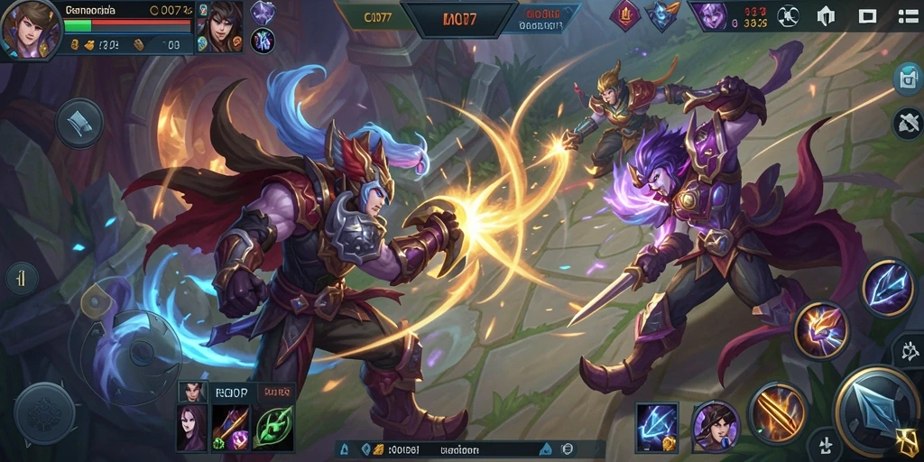 Screenshot gameplay C0077 yang menunjukkan pertarungan seru antara tim.