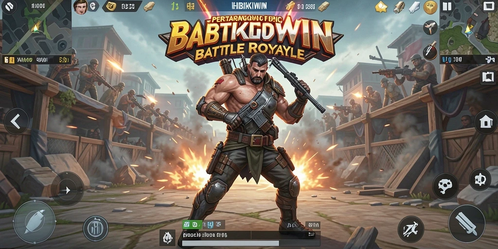 Tampilan gameplay seru HIBIKIWIN dalam pertempuran Battle Royale.