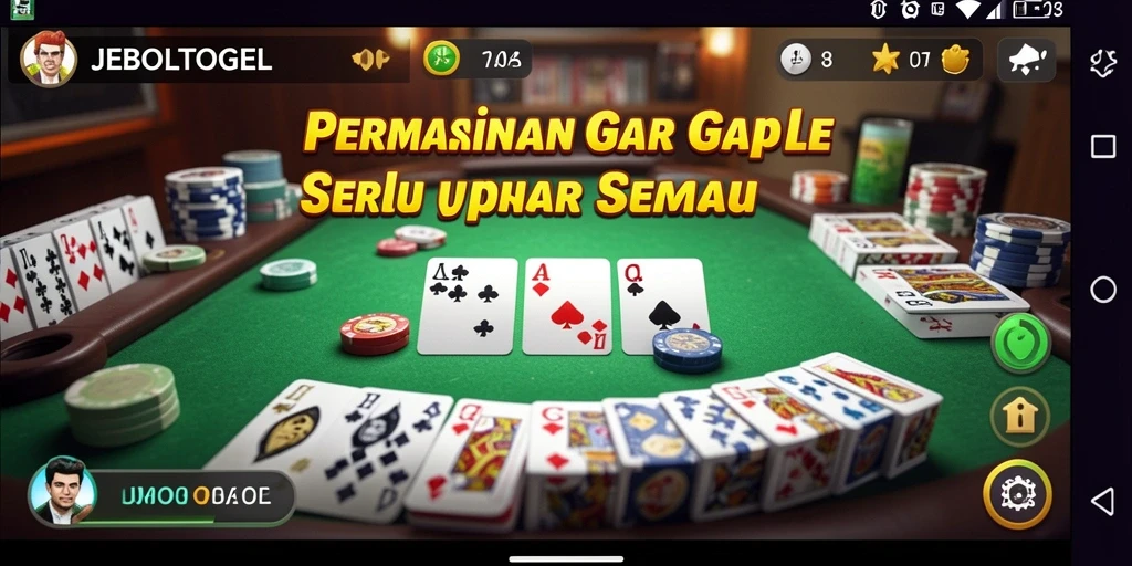 Tampilan gameplay seru dalam JEBOLTOGEL, nikmati Gaple bersama teman.