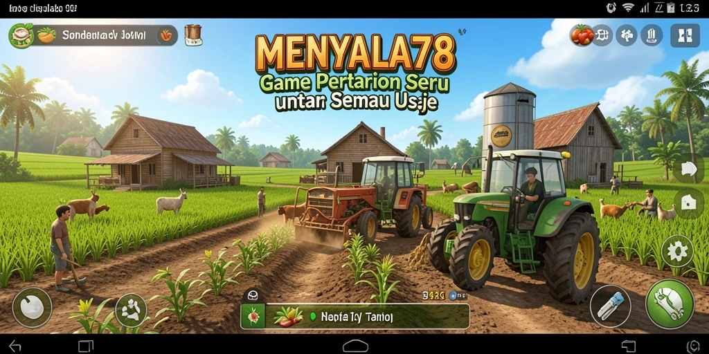 Tampilan gameplay MENYALA78 saat mengelola lahan pertanian.