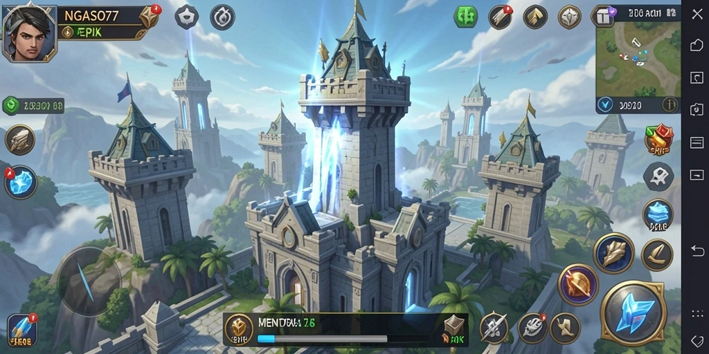 Tangkapan layar gameplay NGASO77 menampilkan aksi menara pertahanan yang mendebarkan.