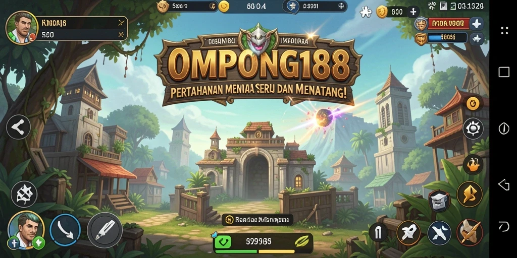 Tampilan gameplay OMPONG188 yang mendebarkan dengan menara pertahanan.