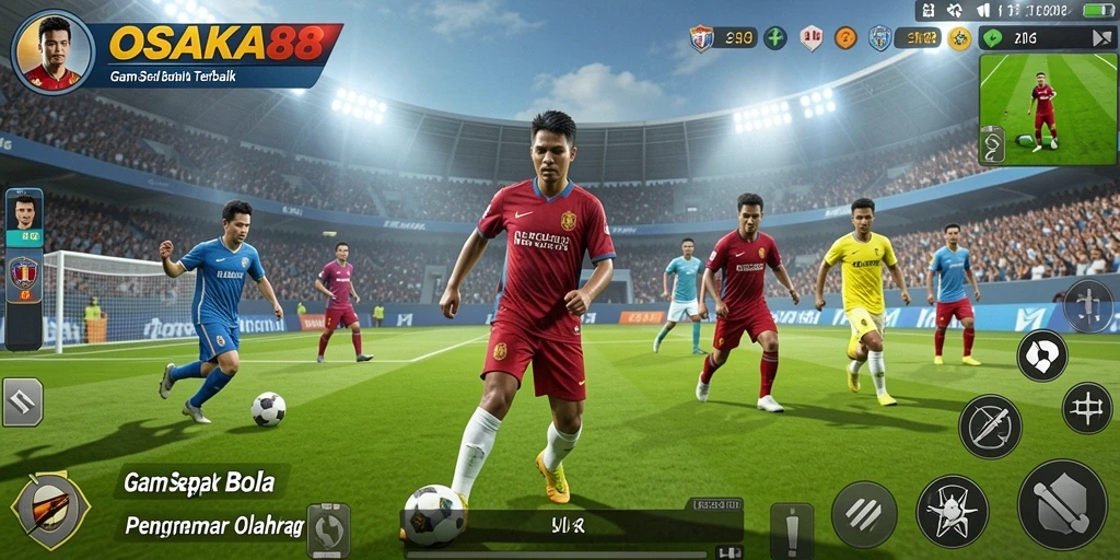 Tampilan gameplay OSAKA88 yang menampilkan aksi sepak bola yang mendebarkan.