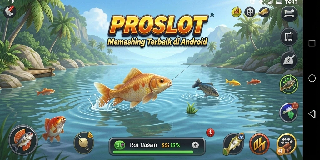 Screenshot gameplay memancing yang menampilkan momen menangkap ikan.