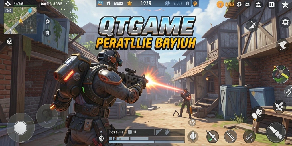 Tampilan gameplay QTGAME yang intens dan menegangkan dalam Battle Royale.