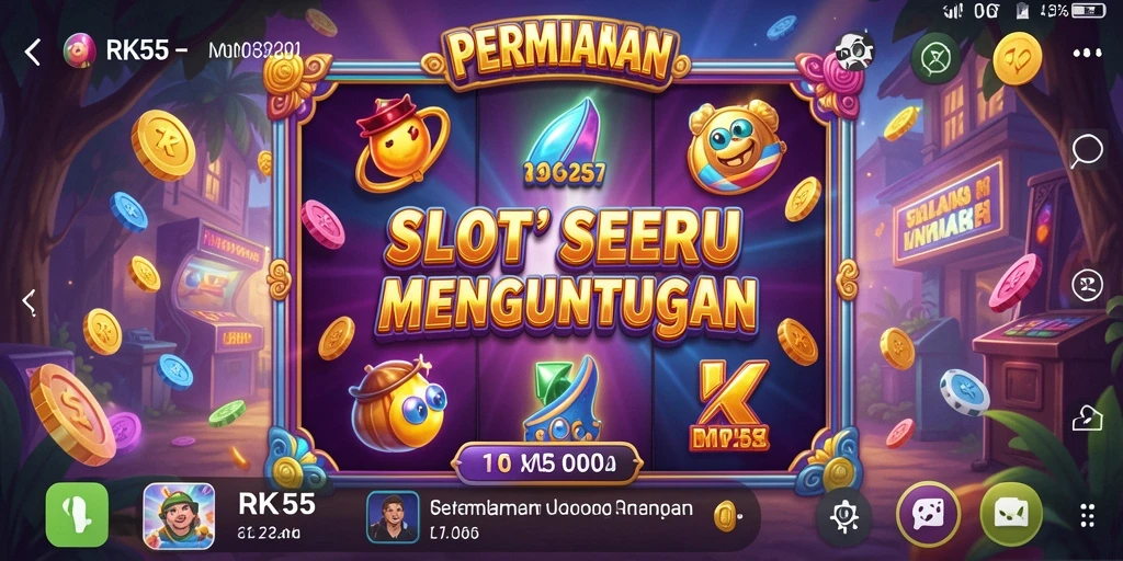 Screenshot gameplay RK55 menunjukkan keseruan menyerang jackpot slot.