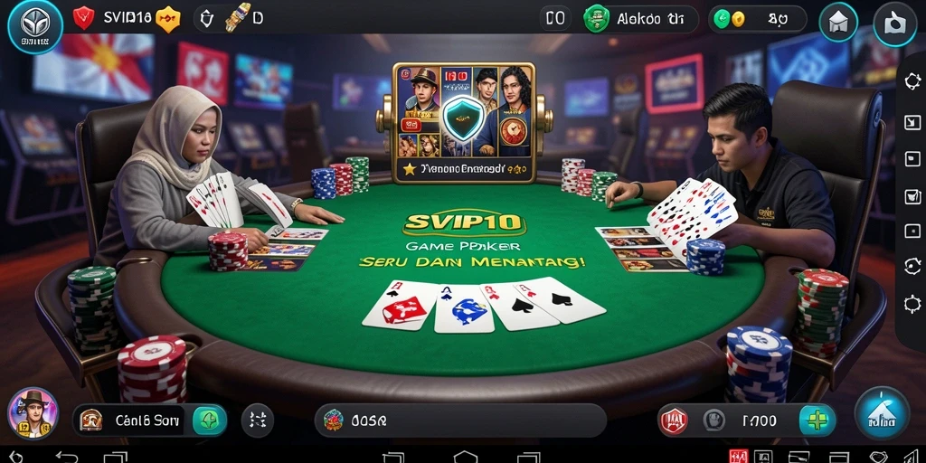 Tampilan screenshot gameplay Poker yang menegangkan dan mendebarkan.